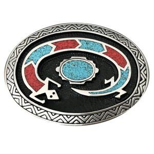Lizard Belt buckle Turquoise Coral Inlay Gekko Art Snake Stone Southwestern